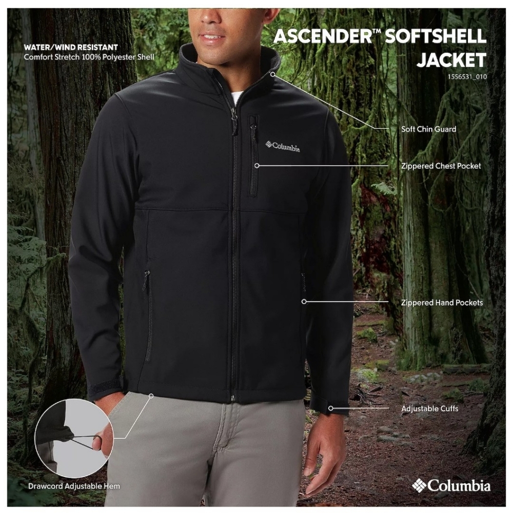 Columbia Men's Ascender Softshell Jacket Water/Wind Resistant City Gray Size 3X - Picture 6 of 6